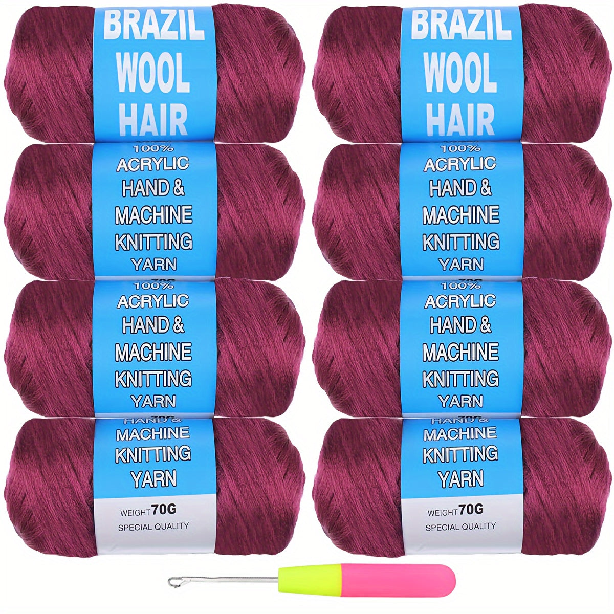 8 Pcs Black Brazilian Wool Hair For Braiding Hair Acrylic Yarn Crochet Box Braids Senegalese Twist Jumbo Braids Faux Locs Crochet Hair For Women Synthetic Braiding Hair Extensions Halloween Christmas